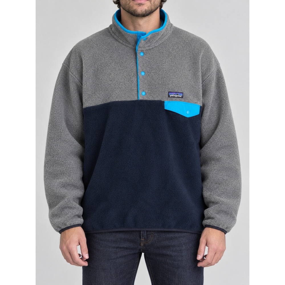 Patagonia Synchilla Snap-T Pullover Mens XL Grey Navy Good Colorblock Fleece
